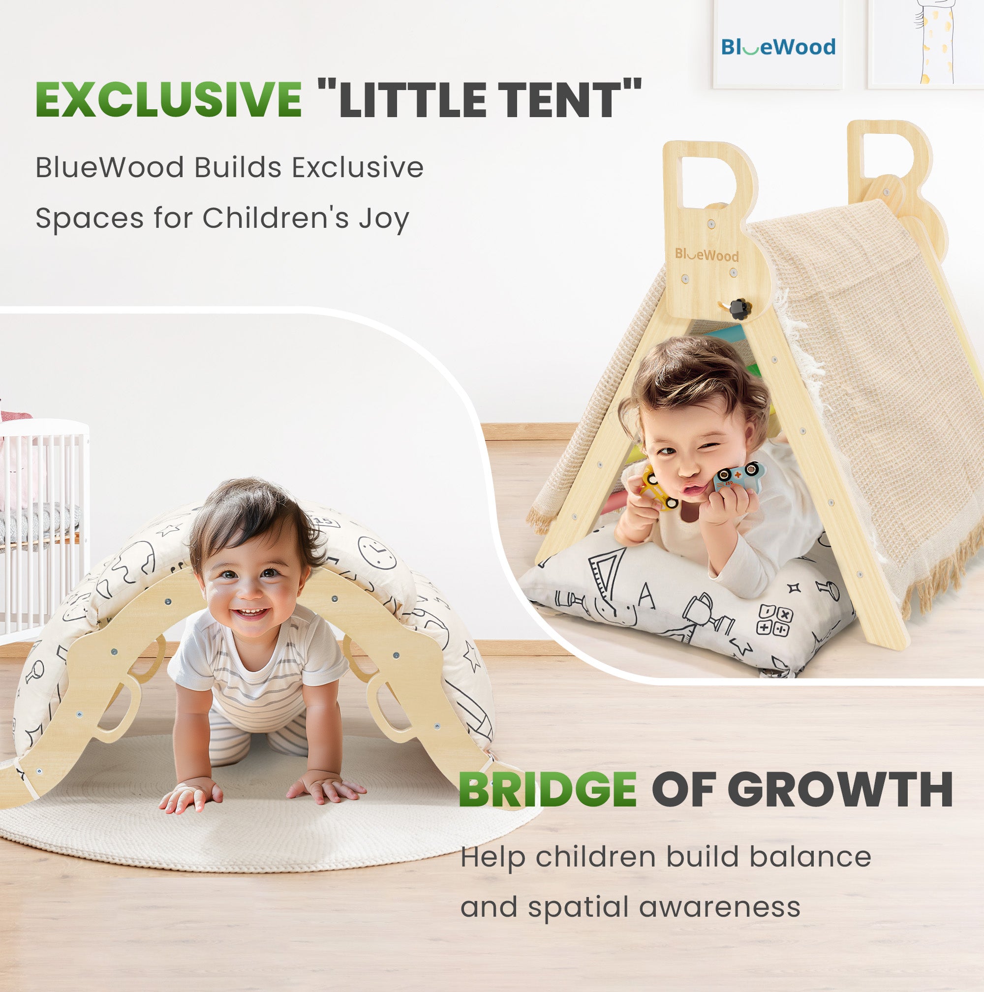 Totsicle- Juego triangular Pikler BlueWood® con cojín *Arcoíris